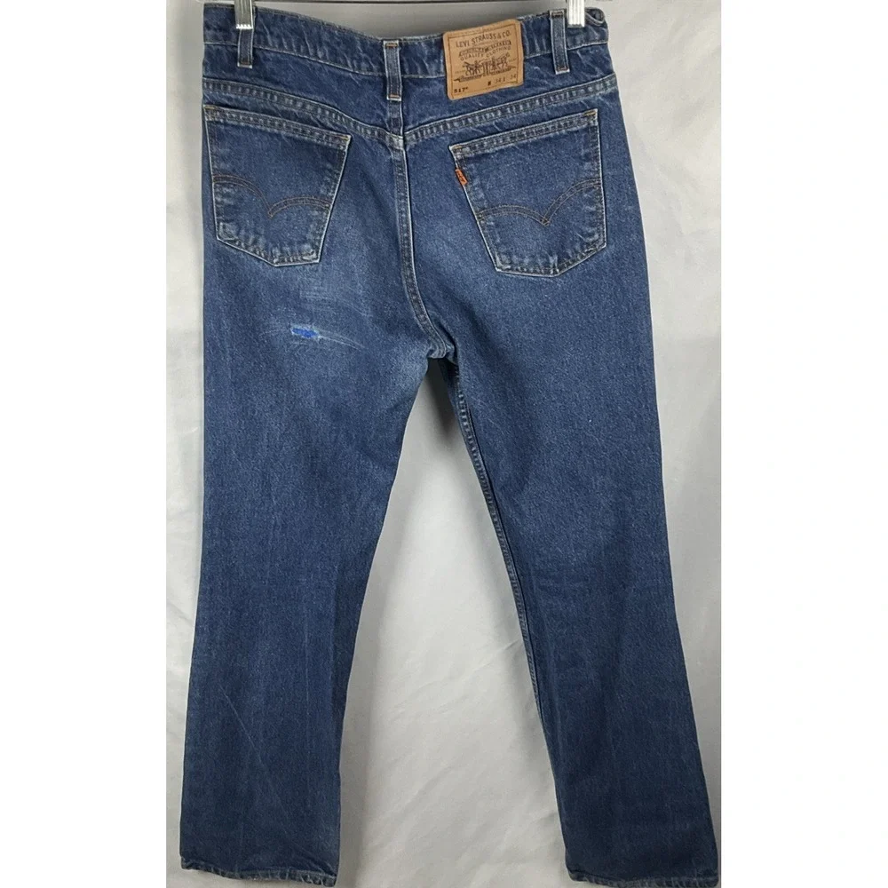 Levi's 517 Orange‎ Tab USA Men's 34x34 Bootcut Blue Vintage 1980's Denim Jeans
